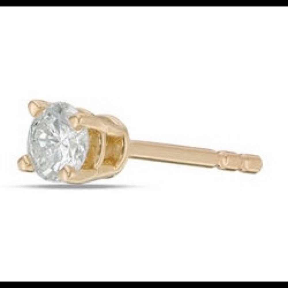 Single diamond 14kt gold diamond earring .12